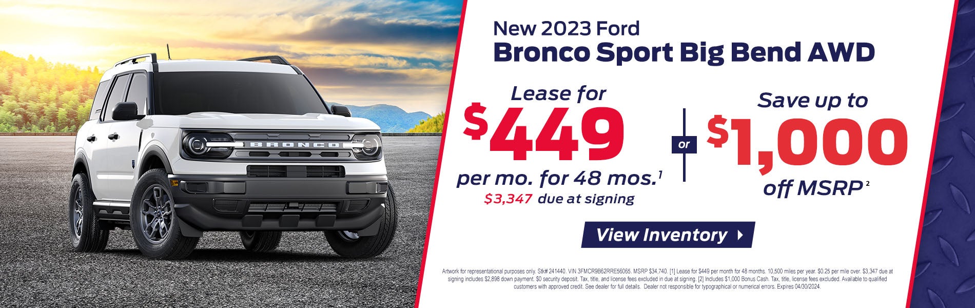 2023 bronco sport lease deal