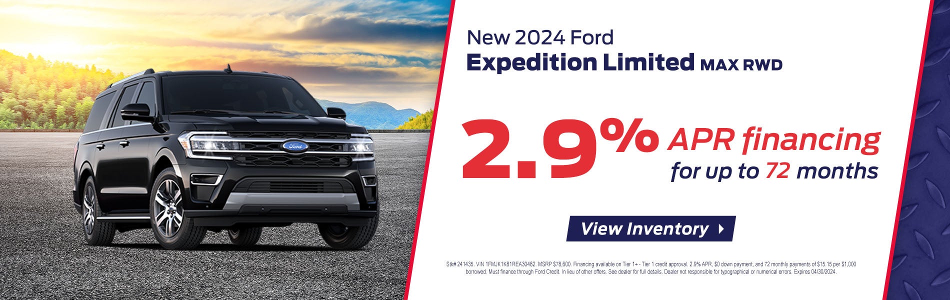 2.9% apr financing on a 2024 ford expedition